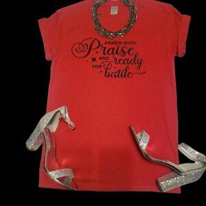 Women Faith Christian Red Tee